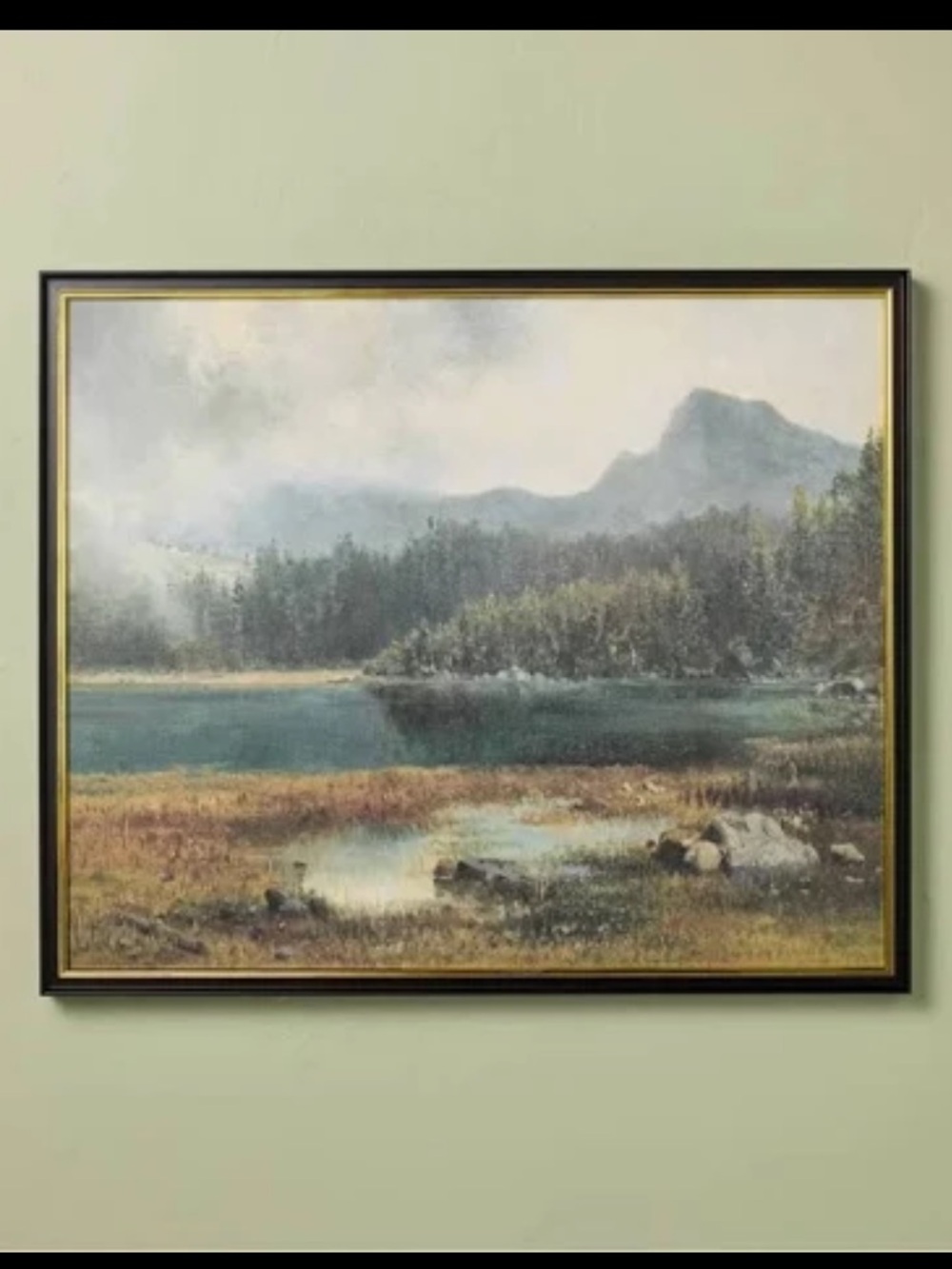 Hearth & Hand Mountain Lake Framed Wall Art – Green and Blue Landscape